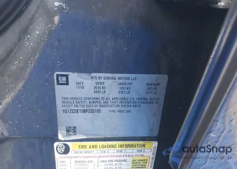 2011 Chevrolet Malibu 1Lt from USA, damaged, VIN 1G1ZC5E19BF233185